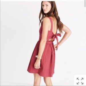 Madewell Apron Tie Back Bow Mini Dress Red